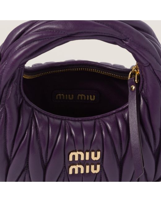 Miu Miu Purple Wander Matelassé Nappa Leather Hobo Mini-bag