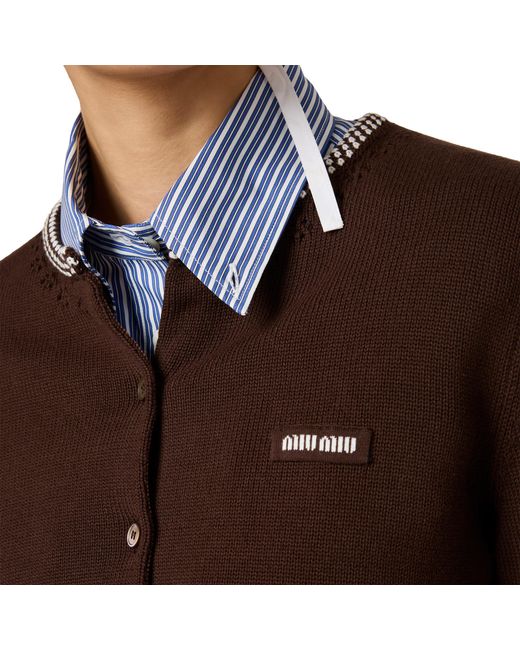 Miu Miu Brown Cotton Cardigan