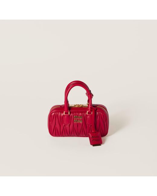 Miu Miu Red Arcadie Matelassé Nappa Leather Mini-Bag