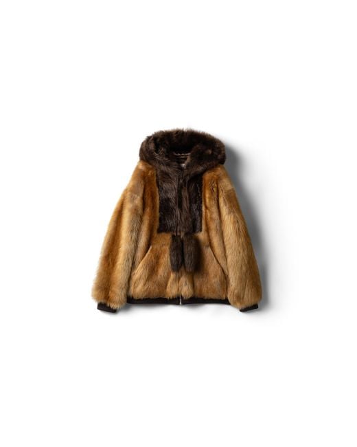 Miu Miu Brown Shearling Blouson Jacket