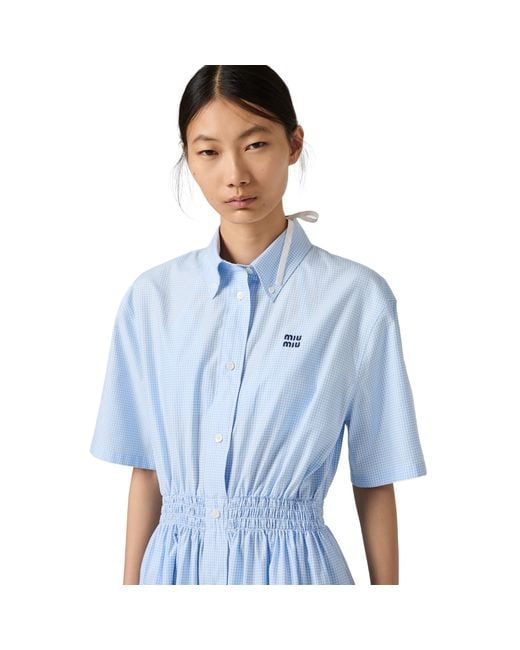 Miu Miu Blue Gingham Check Dress