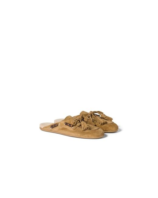 Miu Miu Metallic Suede Deck Mules