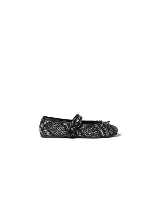 Miu Miu Black Wool And Silk Ballerinas