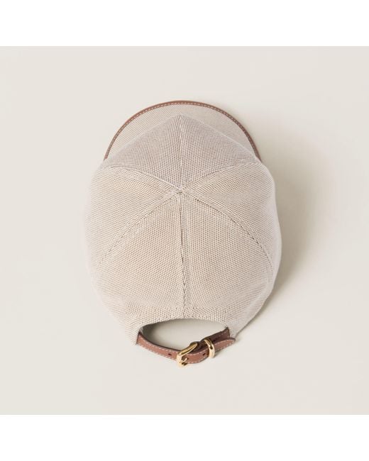 Miu Miu White Canvas Baseball Hat