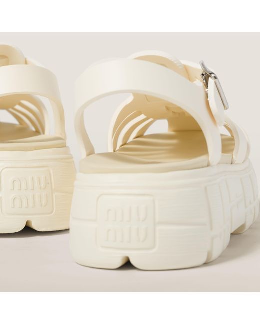 Miu Miu White Eva Platform Cage Sandals
