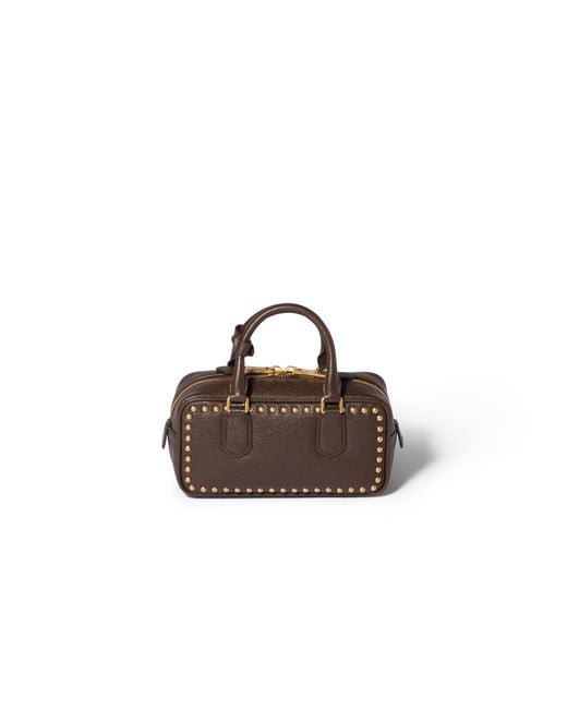 Miu Miu Brown Arcadie Studded Leather Bag