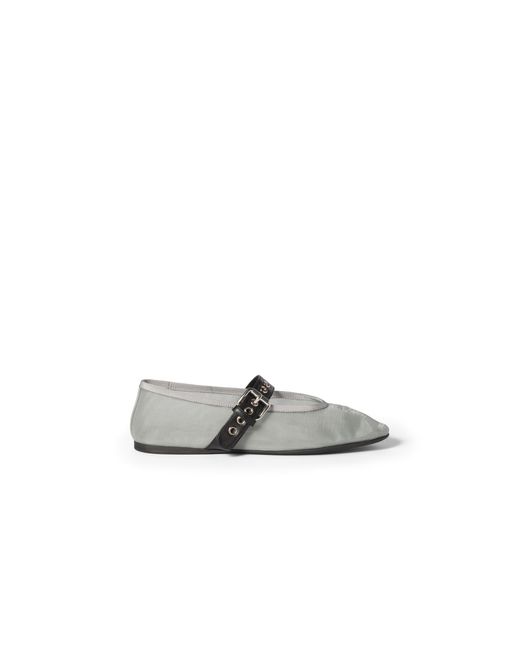 Miu Miu Gray Mesh Fabric Ballerinas