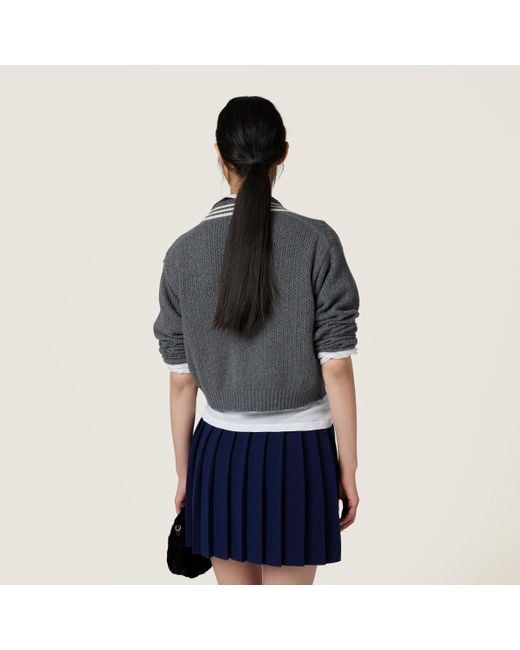Miu Miu Black Wool And Cashmere Polo Sweater
