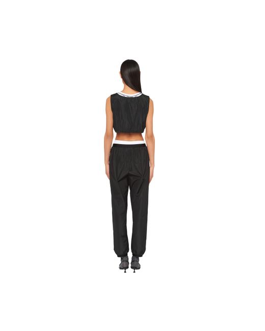 Miu Miu Black Logo-print Technical Silk Jogger Pants