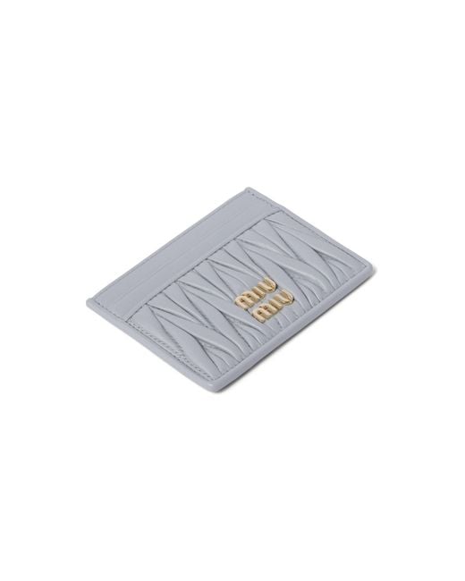 Miu Miu Gray Matelassé Nappa Leather Card Holder