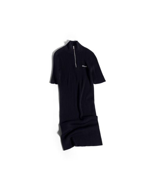 Miu Miu Blue Ribbed Knit Cotton Dress