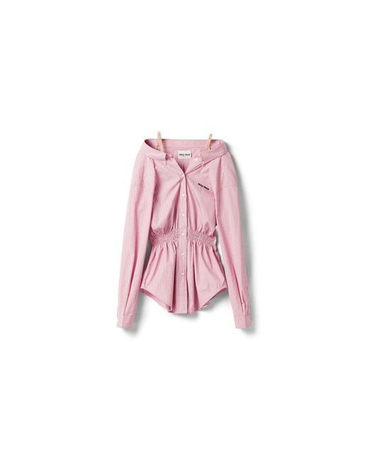 Miu Miu Pink Striped Poplin Dress