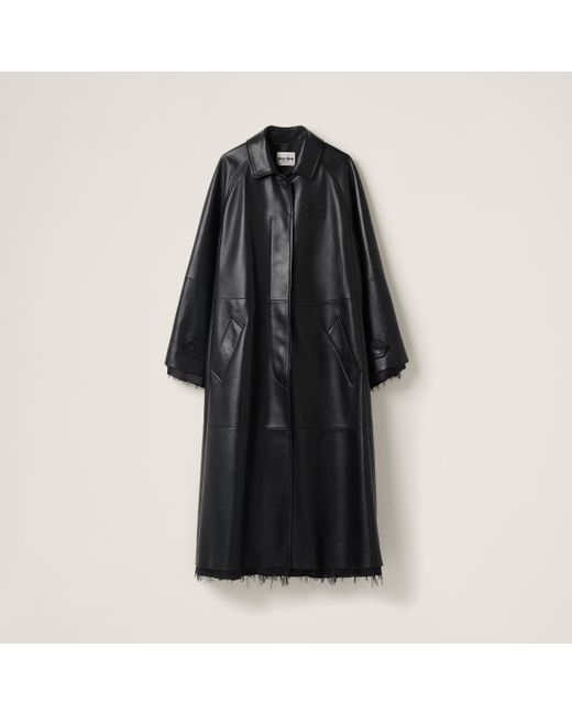 Miu Miu Black Nappa Leather Coat