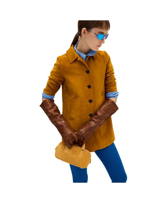 Miu Miu Yellow Arcadie Padded Suede Top-Handle Bag