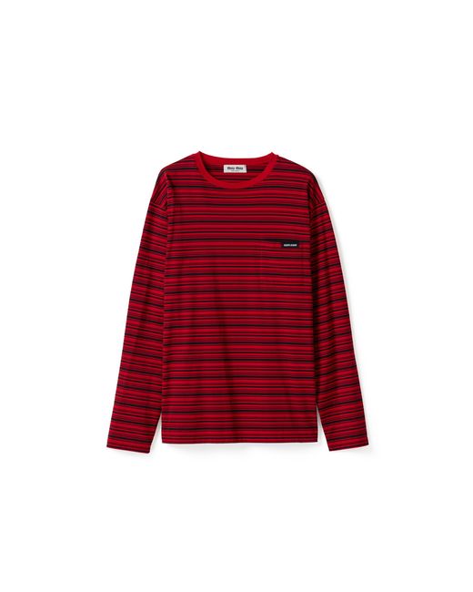 Miu Miu Red Striped Jersey T-Shirt