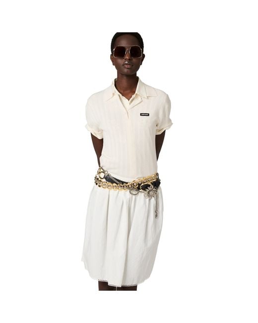 Miu Miu White Cashmere And Silk Polo Sweater