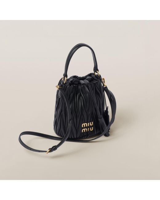 Miu Miu Black Matelassé Nappa Leather Bucket Bag