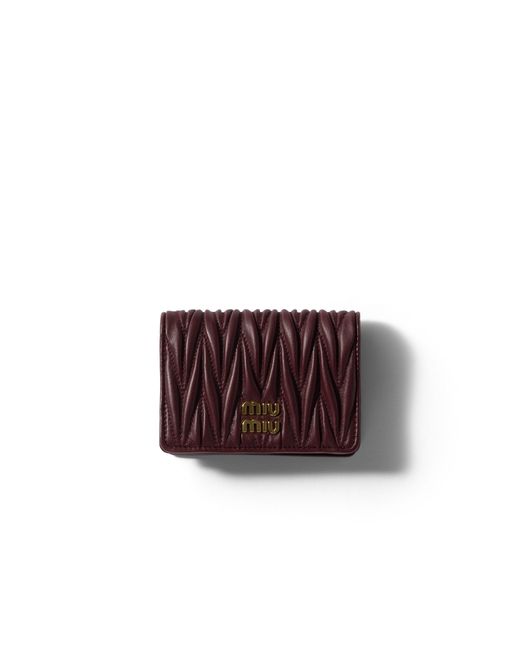 Miu Miu Brown Small Matelassé Nappa Leather Wallet