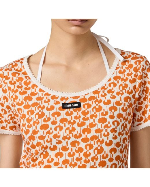 Miu Miu Pink Cotton T-Shirt