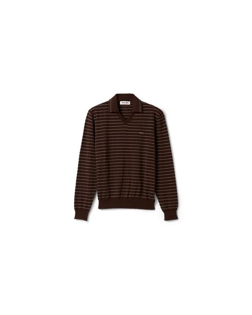 Miu Miu Brown V-Neck Cotton Sweater