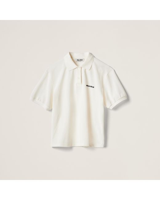 Miu Miu White Cotton Piqué Polo Shirt