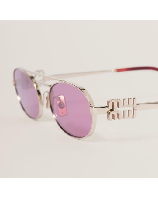 Miu Miu Pink Miu Miu Logo Sunglasses