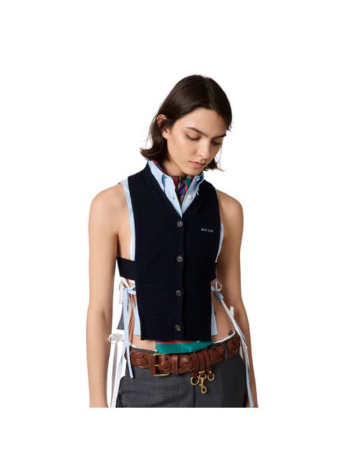 Miu Miu Black Cashmere Cardigan Vest