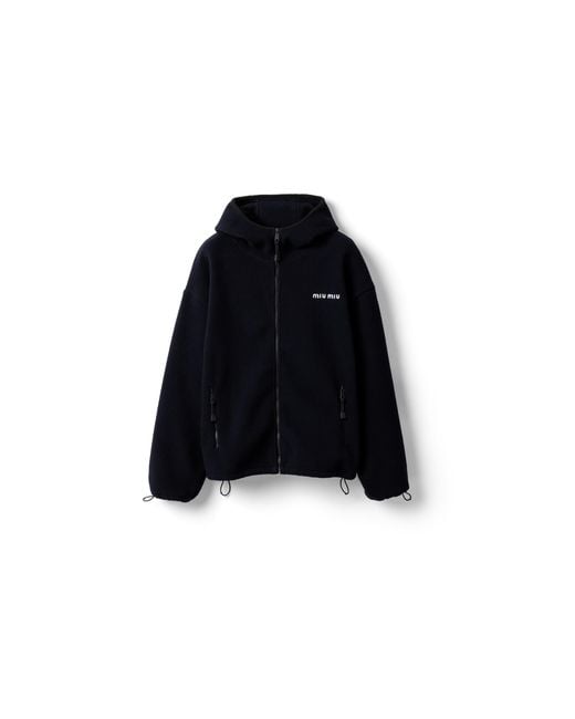 Miu Miu Black Cotton Fleece Zipper Hoodie