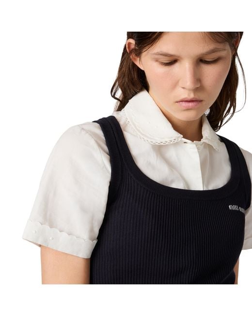 Miu Miu Black Cotton Knit Tank Top