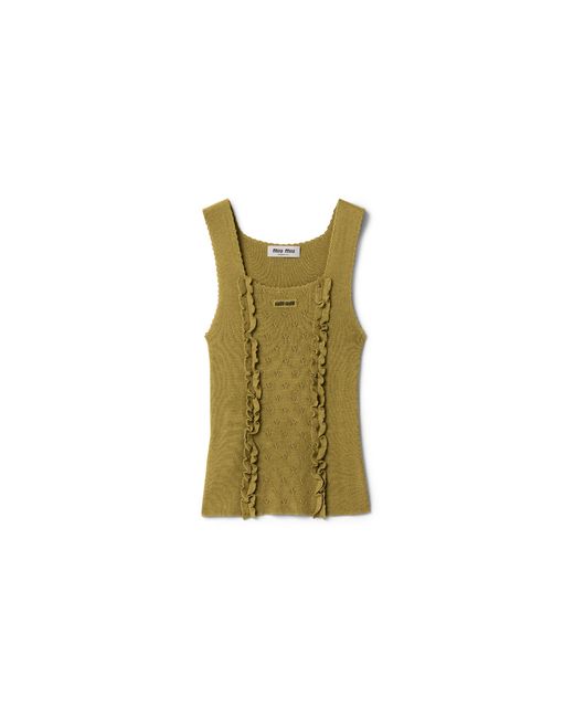 Miu Miu Green Cashmere And Silk Top