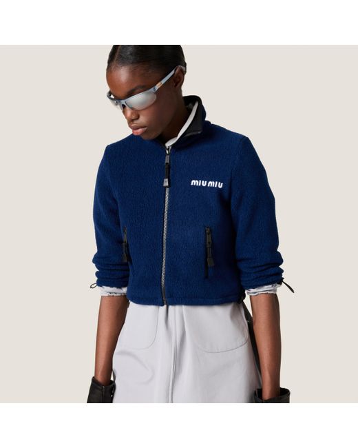 MiuMiu*Cotton cropped sweatshirt フリースシャツ*送料込 Miu Miu Cotton Fleece Cropped Sweatshirt in Blue | Lyst