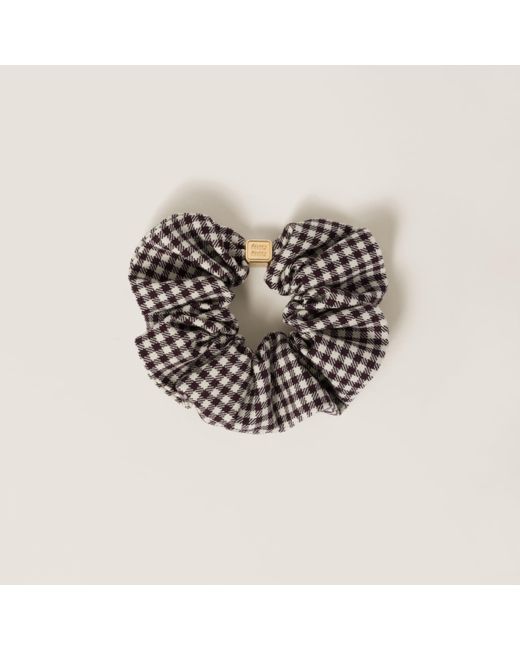 Miu Miu Multicolor Gingham Wool Scrunchie