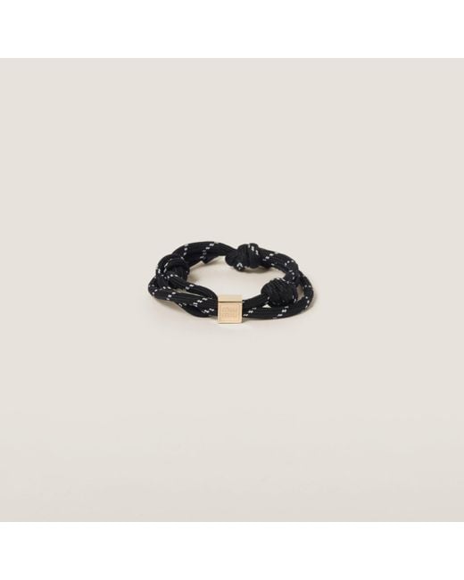 Miu Miu Black Cord And Nylon Bracelet