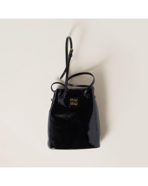 Miu Miu Black Naplak Patent Leather Pouch