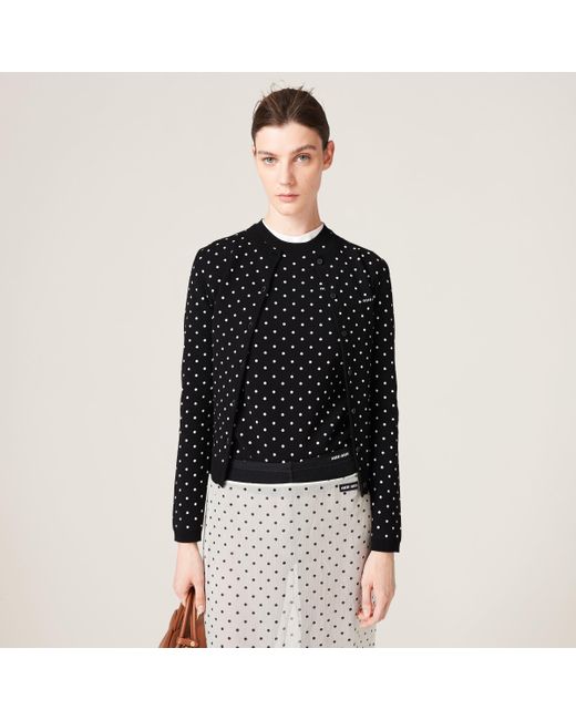Miu Miu Black Polka-Dot Viscose Sweater