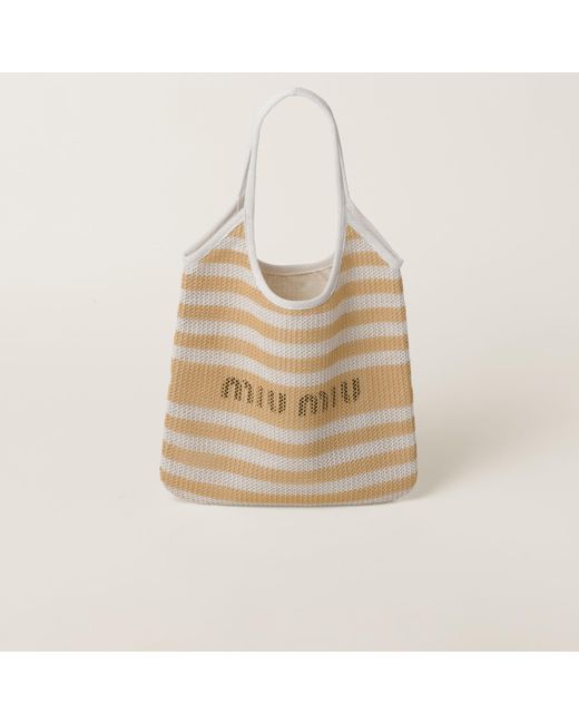 Miu Miu Natural Fabric And Linen Tote Bag