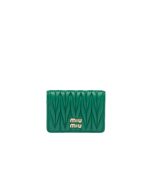 Miu Miu Green Matelassé Nappa Leather Card Holder