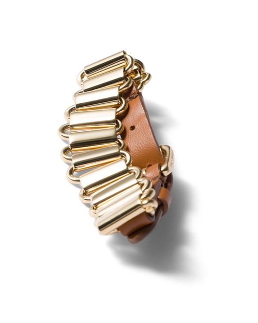 Miu Miu White Metal And Leather Bracelet