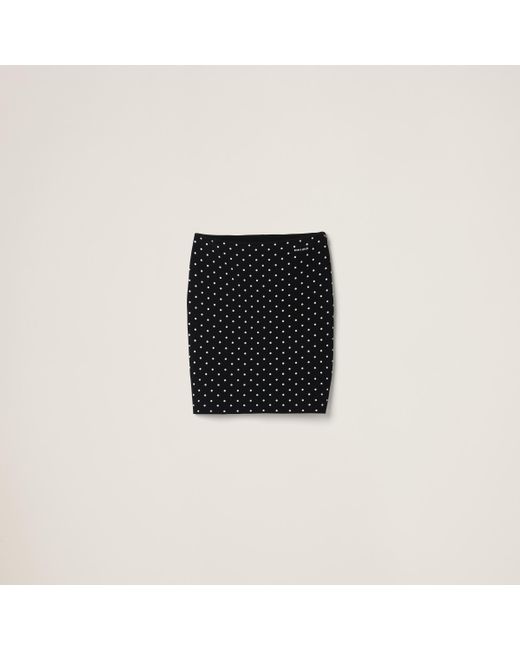 Miu Miu Black Polka-dot Viscose Skirt