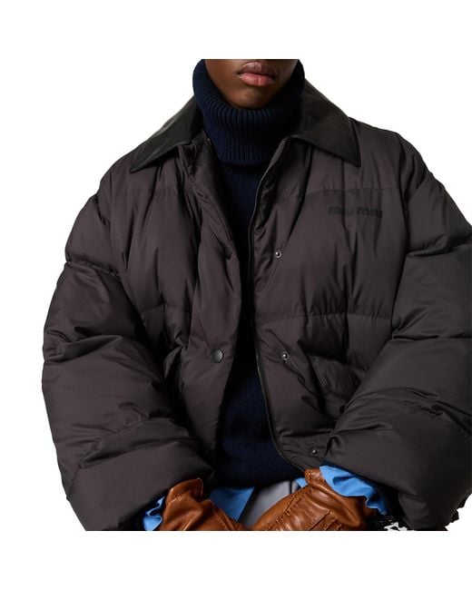 Miu Miu Black Technical Pongé Puffer Jacket