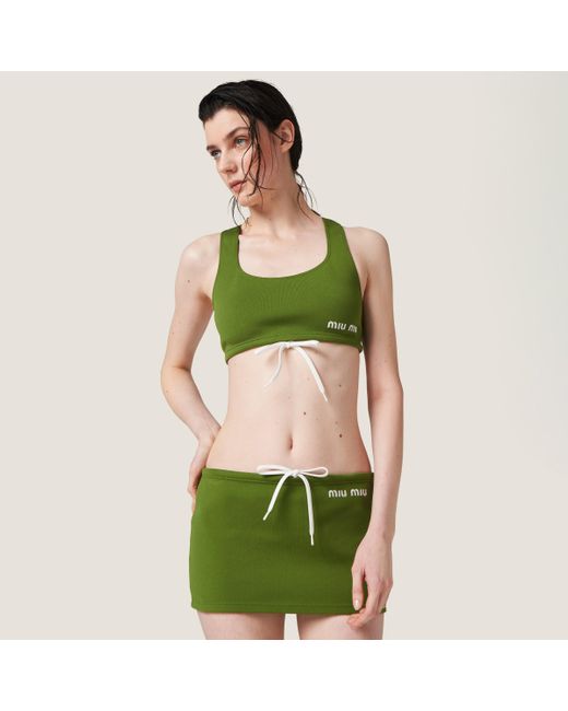 Miu Miu Nylon Miniskirt in Green | Lyst