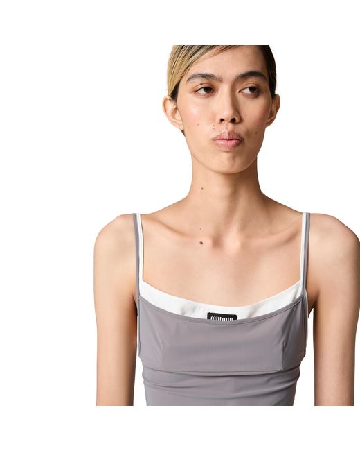 Miu Miu Gray Stretch Jersey Top