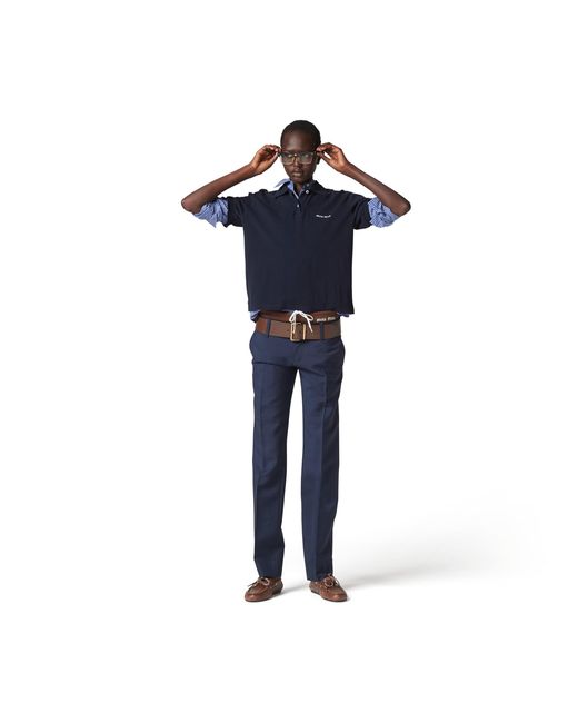 Miu Miu Blue Cotton Shirt With Logo