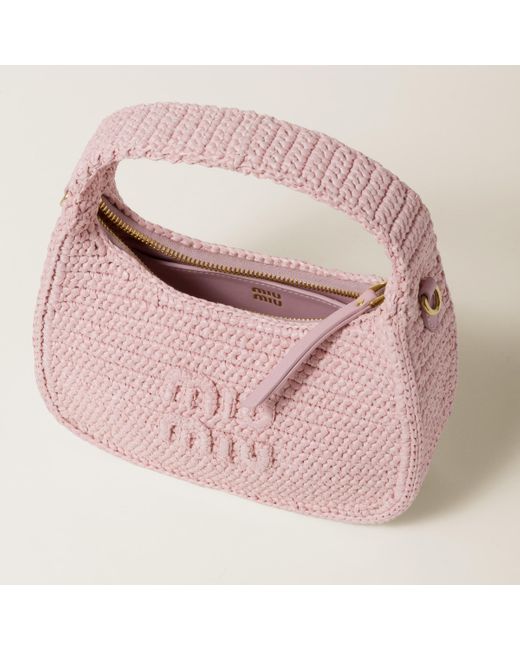 Miu Miu Pink Wander Crochet Hobo Bag