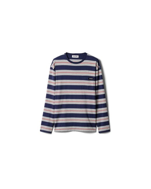 Miu Miu Blue Striped Jersey T-Shirt