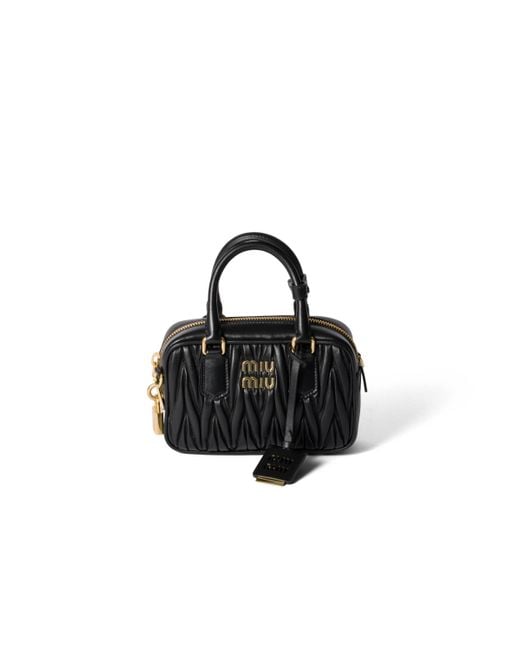 Miu Miu Black Arcadie Matelassé Nappa Leather Bag