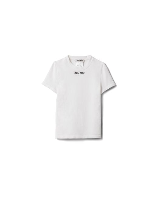 Miu Miu Seamless T-Shirt in White | Lyst