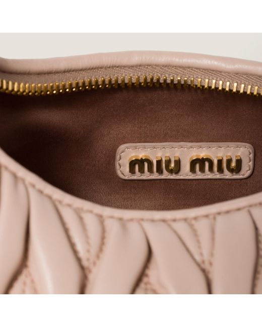 Miu Miu Pink Wander Matelassé Nappa Leather Hobo Bag