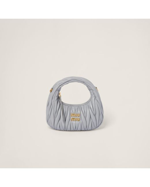 Miu Miu White Wander Matelassé Nappa Leather Hobo Mini-bag