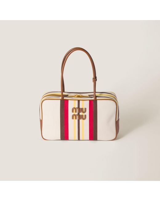 関税込 MiuMiu | Beau canvas and leather bag 0400023009072_BEIGEKHAKI?wid=